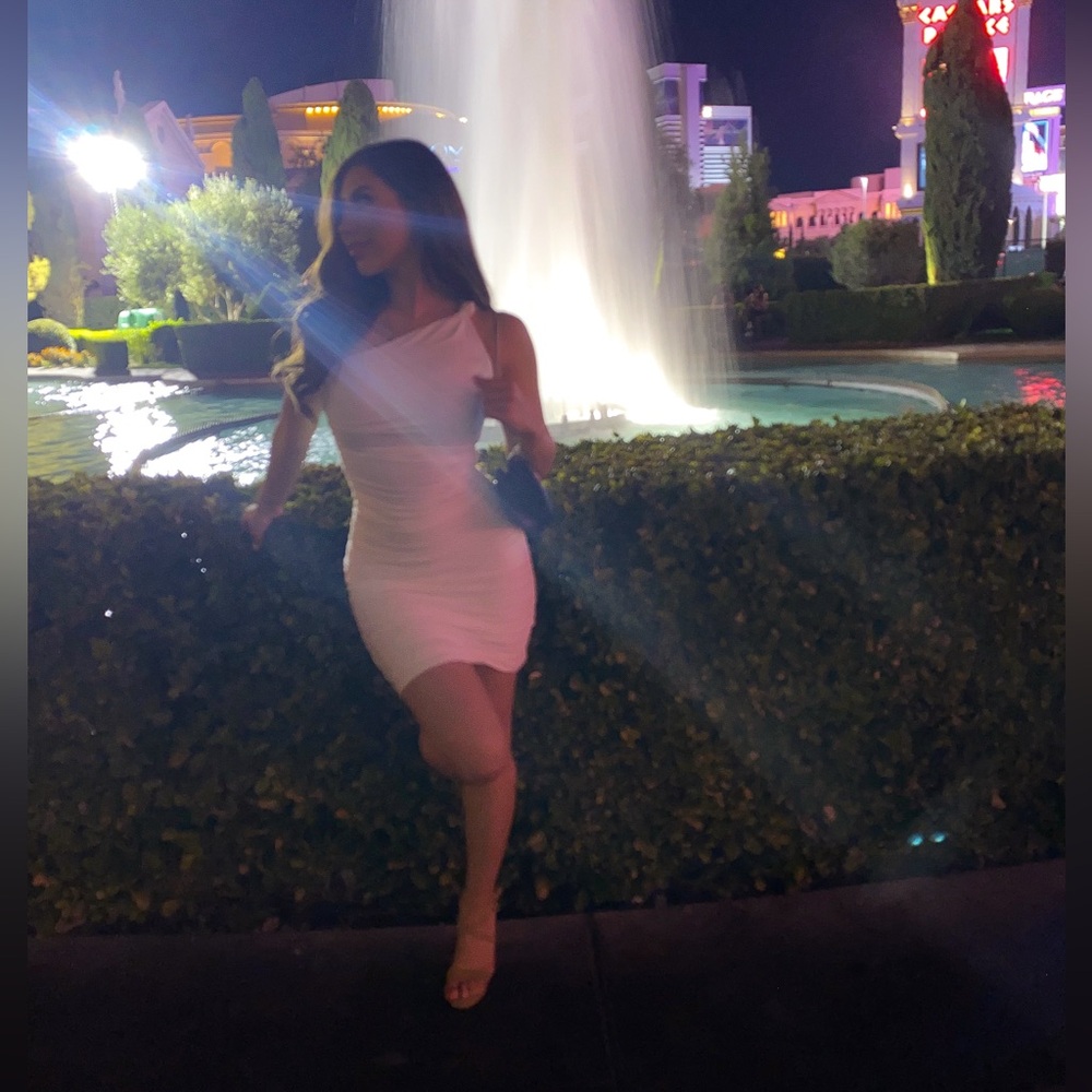 White stretch dress one shoulder